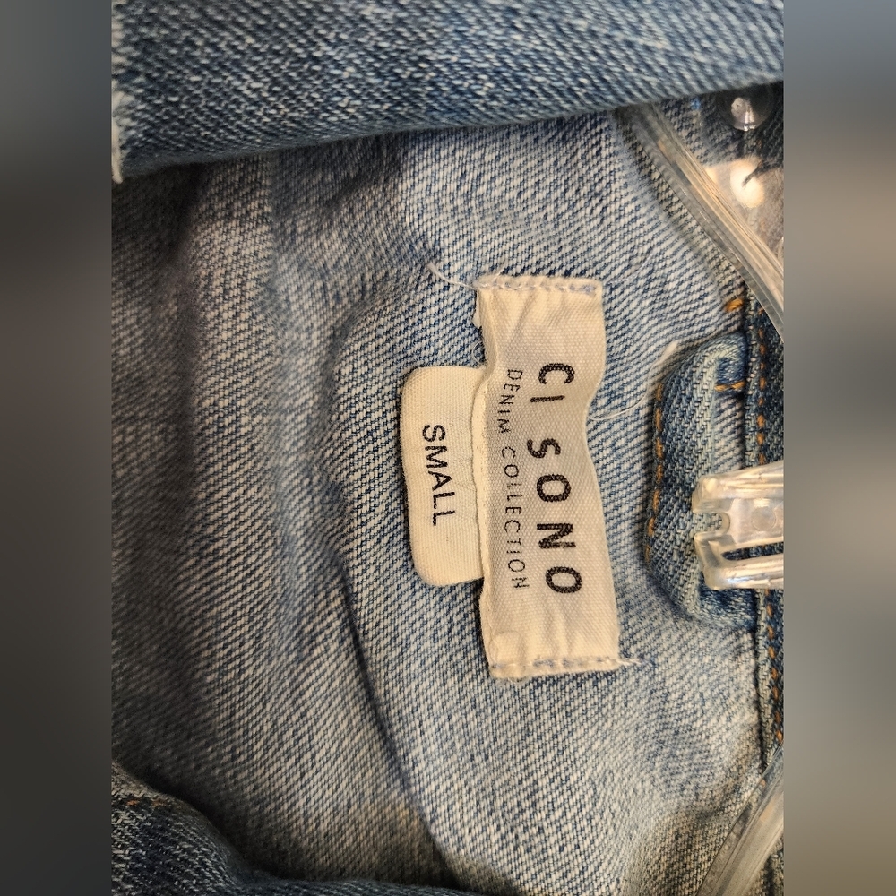 Ci Sono Distressed Light Wash Denim Trucker Jacket - Small - Edgy Streetwear - Picture 14 of 15